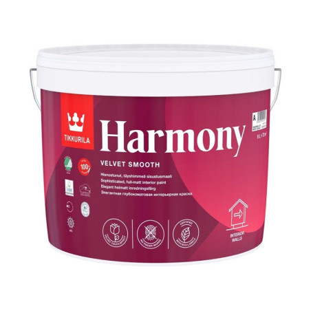 Akriliniai dažai Tikkurila Harmony A, balti, 9 l