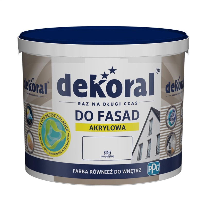 Fasado dažai Dekoral Polinit, balti, 3 l