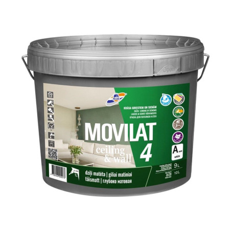 Dispersiniai dažai Rilak Movilat 4, balta, 9 l