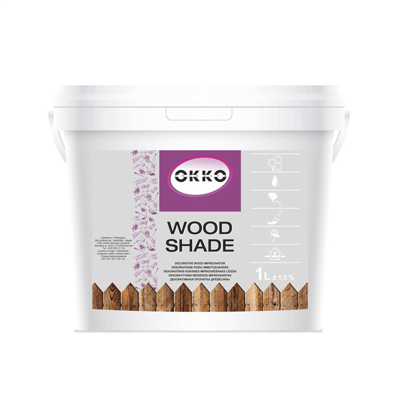 Impregnantas Okko Wood Shade, baltas, 1 l