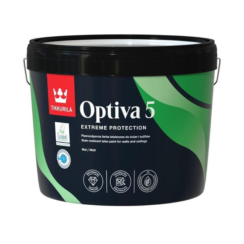 Akriliniai dažai Tikkurila Optiva 5, balta, 9 l