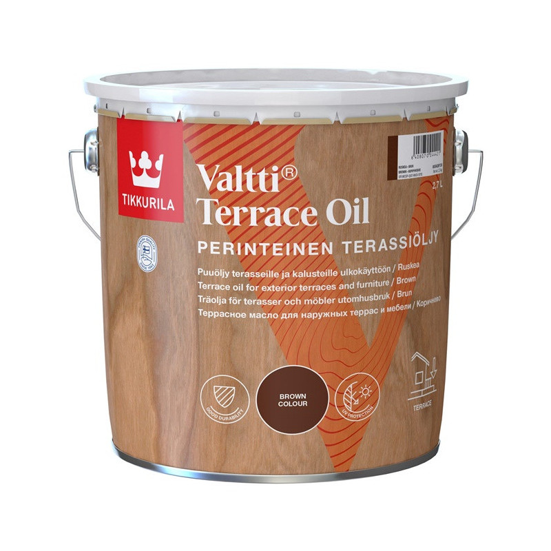 Medienos aliejus Tikkurila Valtti Terrace Oil, ruda, 2.7 l