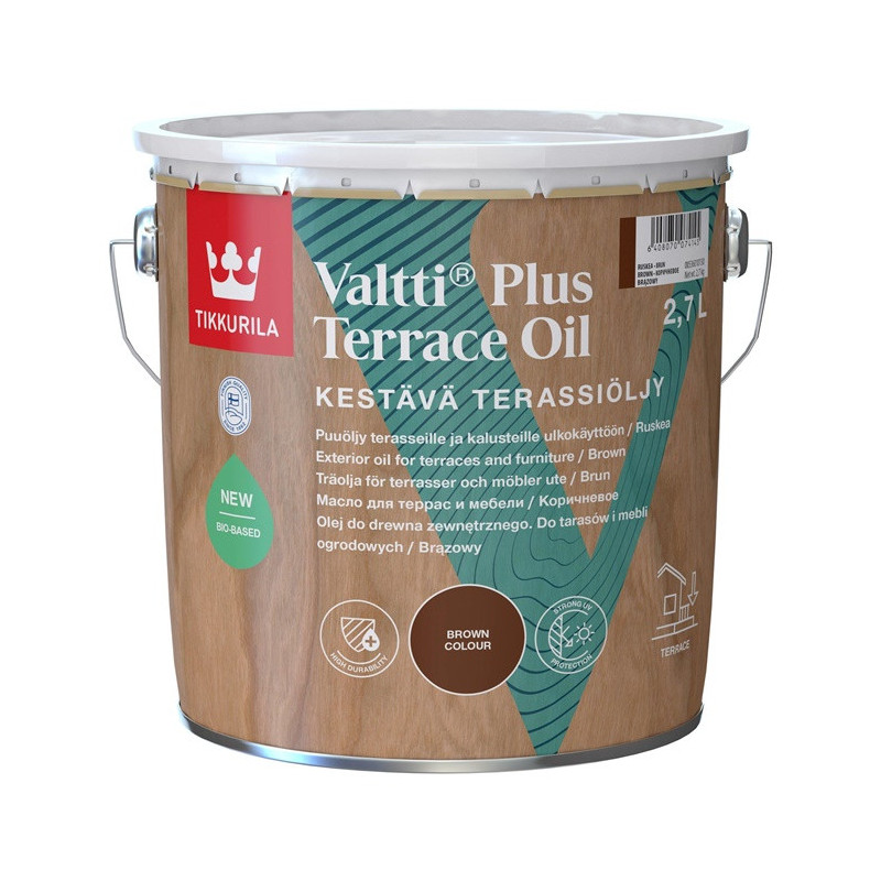 Medienos aliejus Tikkurila Valtti Plus Terrace Oil,ruda,2.7l