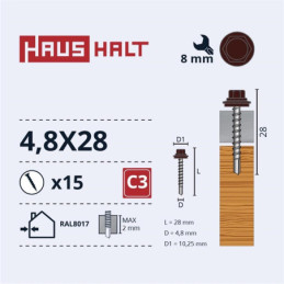 Savisriegiai Haushalt, DIN 7504K, 4,8 x 28 mm, 15 vnt.