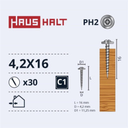 Savisriegiai Haushalt, DIN 14566, 4,2 x 16 mm, 30 vnt.