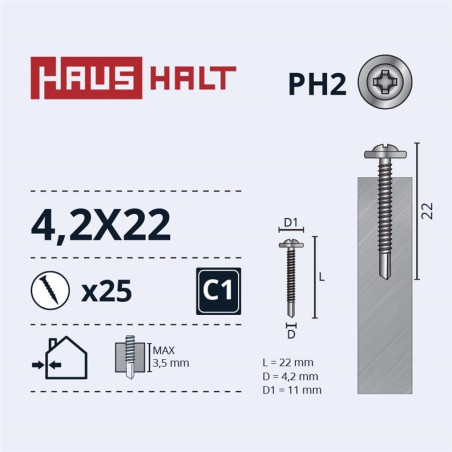 Savisriegiai Haushalt, DIN 14566, 4,2 x 22 mm, 25 vnt.