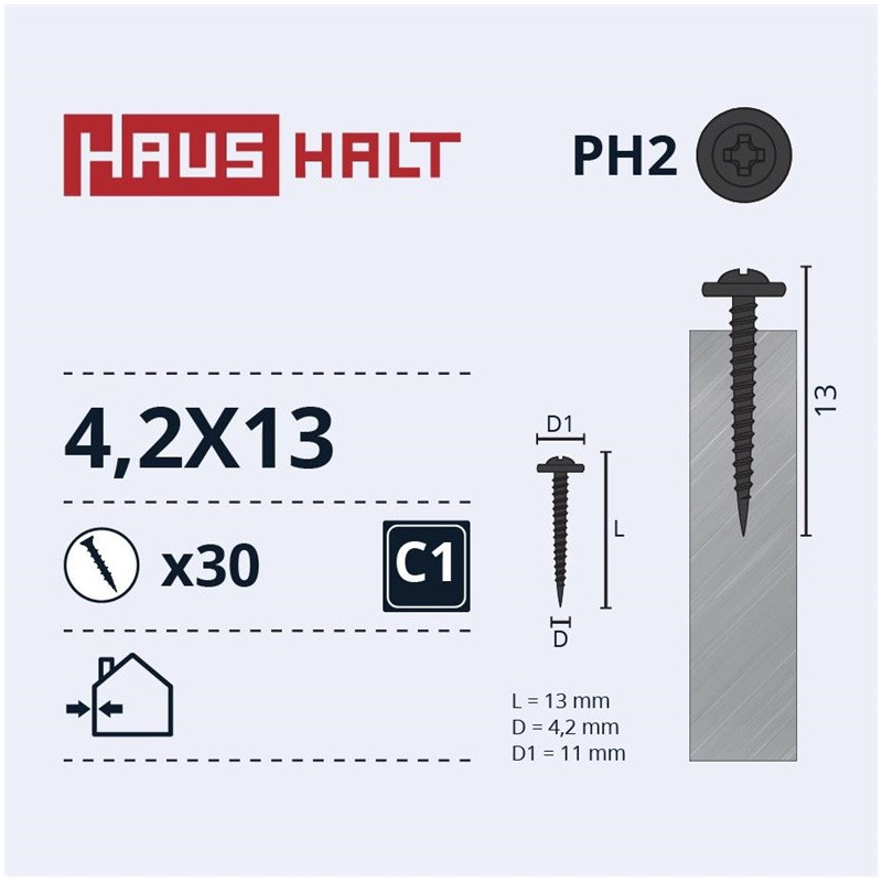 Savisriegiai Haushalt, DIN 14566, 4,2 x 13 mm, 30 vnt.