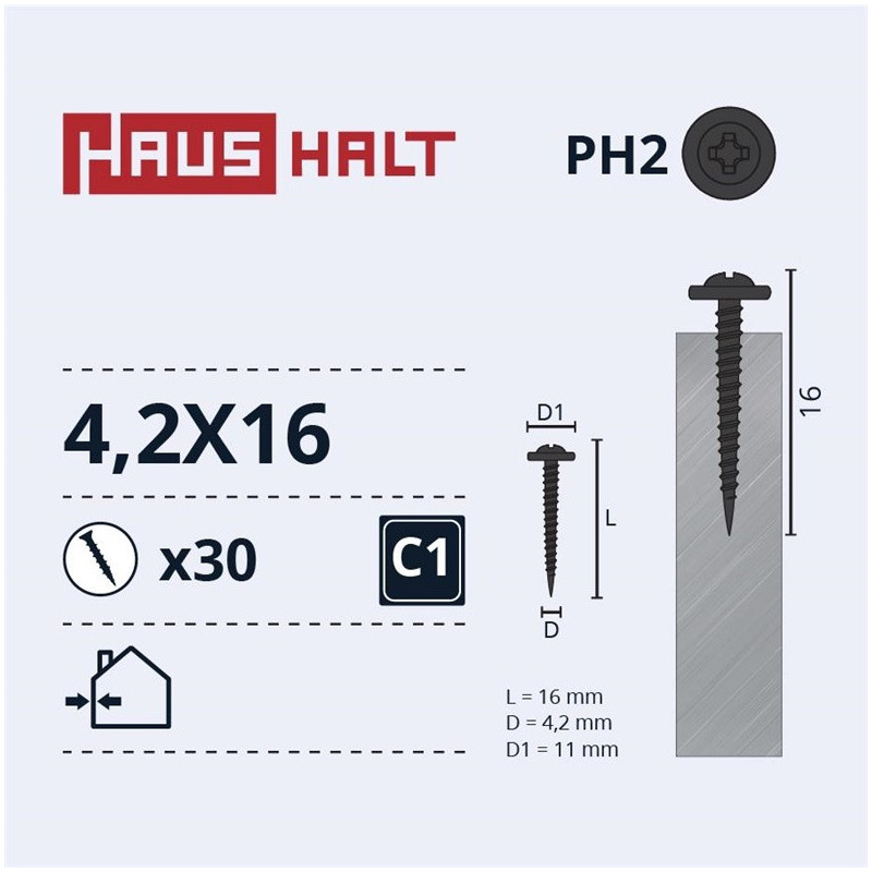 Savisriegiai Haushalt, DIN 14566, 4,2 x 16 mm, 30 vnt.