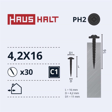 Savisriegiai Haushalt, DIN 14566, 4,2 x 16 mm, 30 vnt.