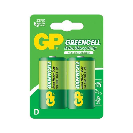 Elementai GP GREENCELL D/R20, 1,5V, 2 vnt.