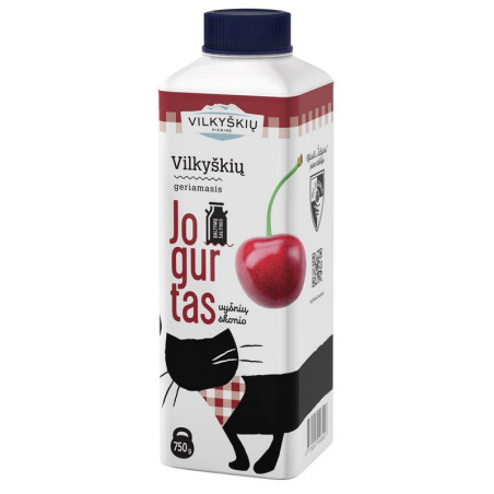 VILKYŠKIŲ ger. jogurtas, vyšnių sk., 2 %, 750 ml