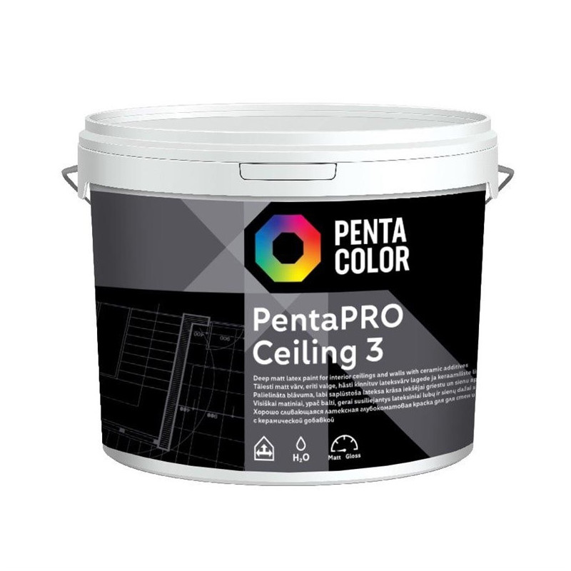 Dažai Pentacolor PentaPro Ceiling 3, balta, 5 l