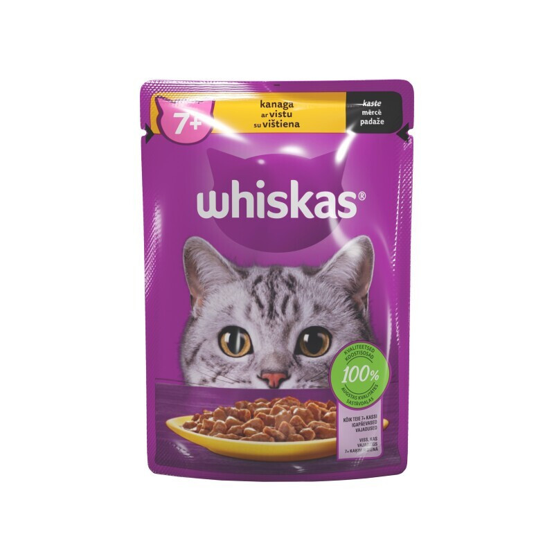 Konservuotas kačių ėdalas WHISKAS vištienos sk., 85 g