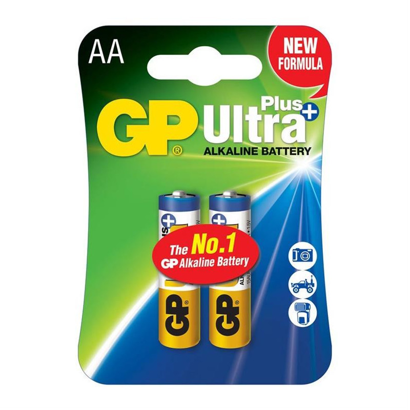 Elementai GP ULTRA+ ALKALINE AA/LR06, 1,5V, 2 vnt.