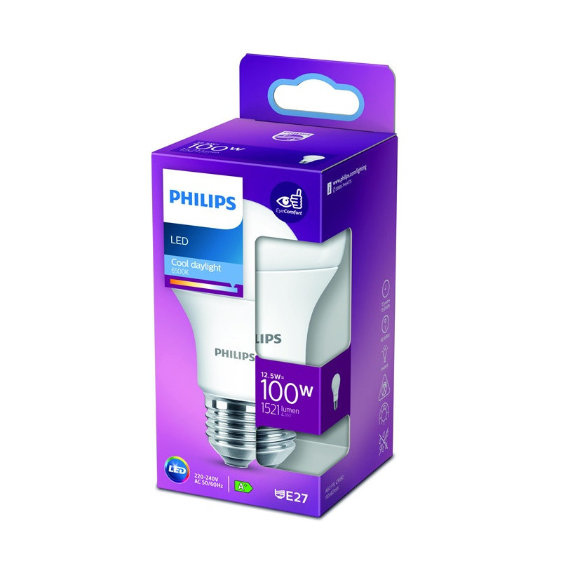 LED lemputė PHILIPS, A60, E27, 12,5 W, 1521 lm, 6500 K