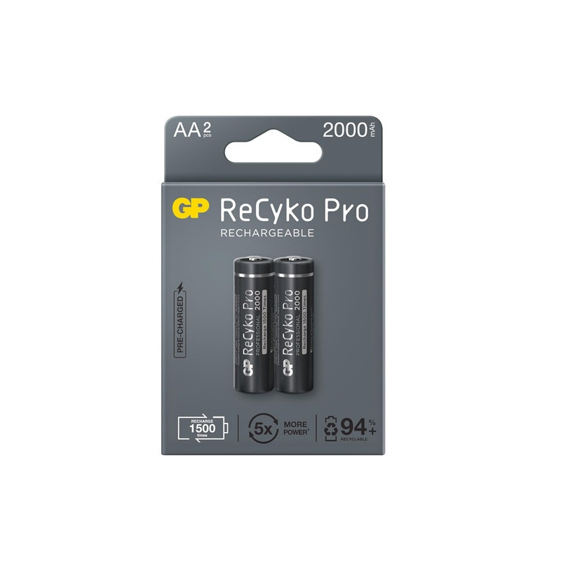 Įkraunami elementai GP RECYKO PRO AA, 2000mAh, 2 vnt.