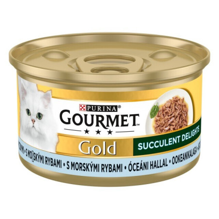 Konservuotas kačių ėdalas su žuvimi GOURMET GOLD, 85 g