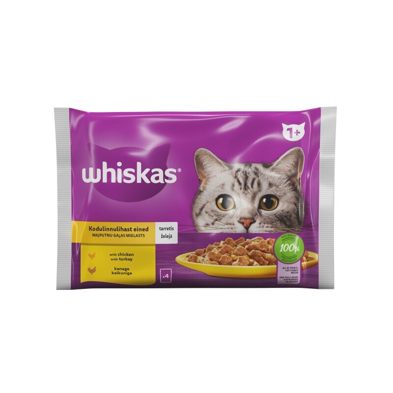 Konservuotas kačių ėdalas WHISKAS paukštienos sk., 4x85 g