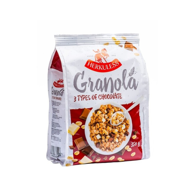 Granola HERCULLES su 3 rūšių šokoladu , 350 g