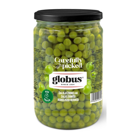 Smulkūs žalieji žirneliai GLOBUS, 660 g