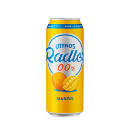 Nealkoholinis alus UTENOS RADLER Mango, 0%,skard., 500 ml