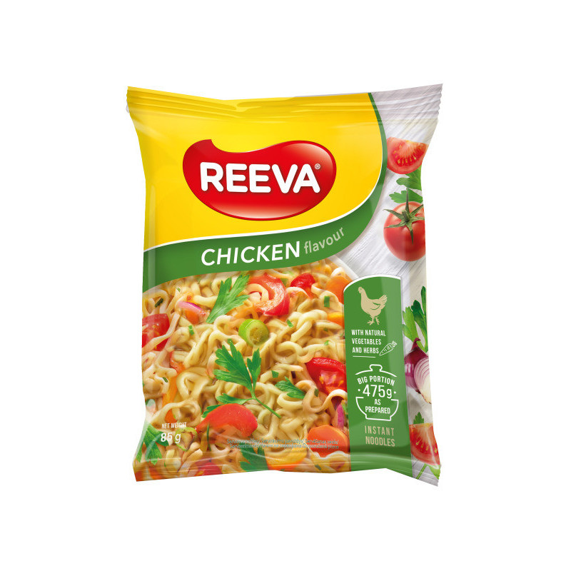 Greitai paruošiami makaronai REEVA vištienos sk., 85 g