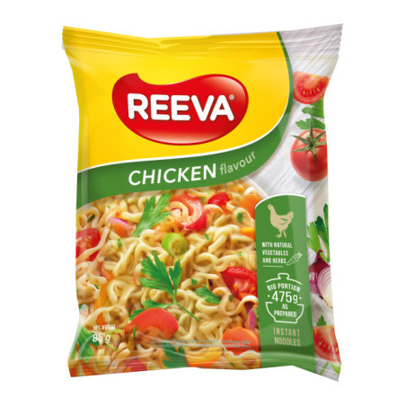 Greitai paruošiami makaronai REEVA vištienos sk., 85 g