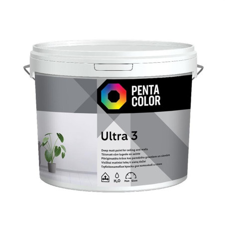 Dispersiniai dažai Pentacolor Ultra 3, balta, 3 l