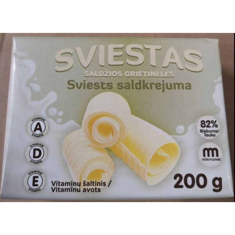 Saldžios grietinėlės sviestas, 82%, 200 g