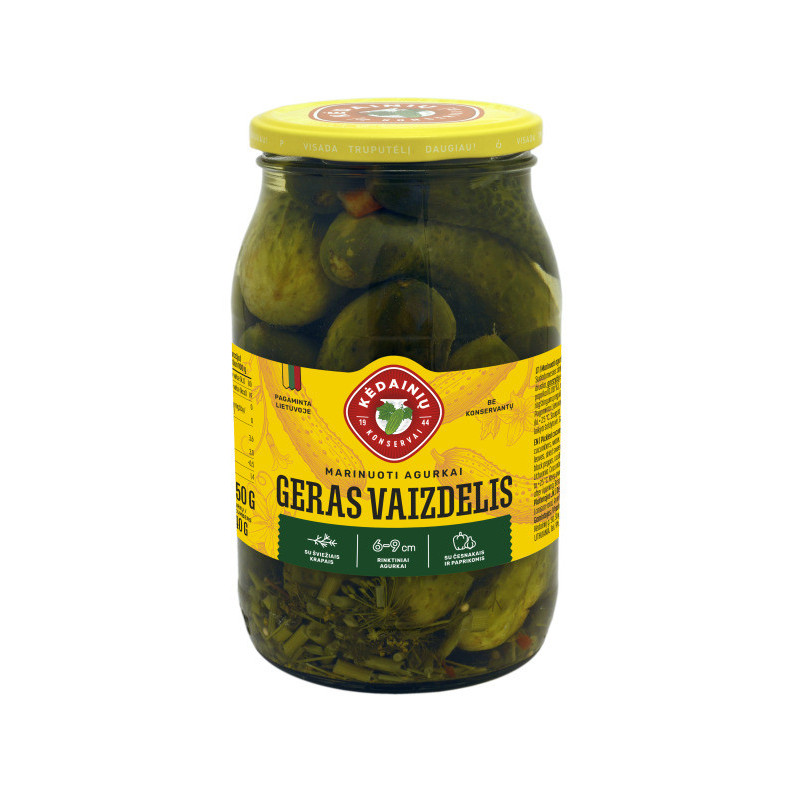 Marinuoti agurkai GERAS VAIZDELIS, 880 g