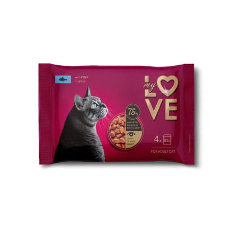 Konservuotas kačių ėdalas MY LOVE su žuvimi, 4x85 g