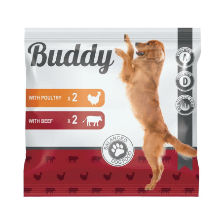 Konservuotas šunų ėdalas BUDDY, 4 x 100 g, 400 g