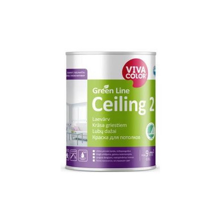 Dažai Vivacolor Green Line Ceiling 2 A, balti, 2.7 l