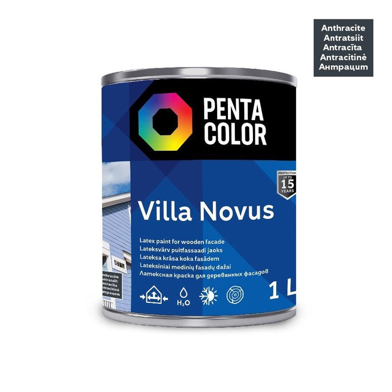 Fasado dažai Pentacolor Villa Novus, antracito, 1 l