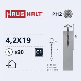 Savisriegiai Haushalt, DIN 14566, 4,2 x 19 mm, 30 vnt.