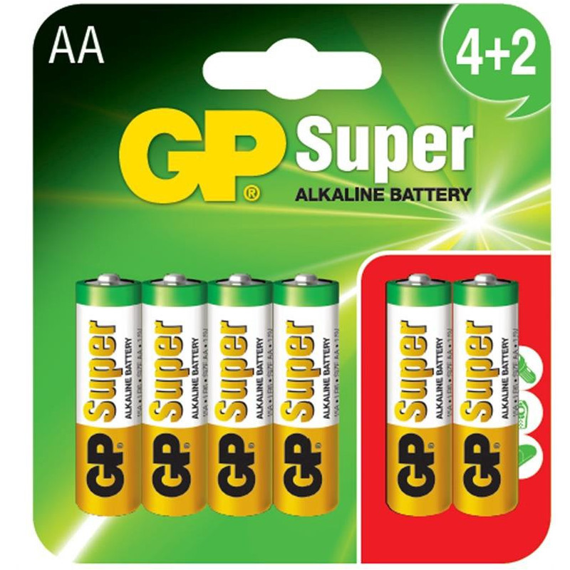 Elementai GP SUPER ALKALINE AA/LR06, 1,5V, 6 vnt.