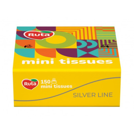 Vienk. kosm. servetėlės dėžutėje RŪTA MINI TISSUES, 2 sl., 150 vnt