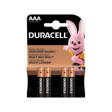 Elementai Duracell MN2400, AAA, 1.5 V, 4 vnt.