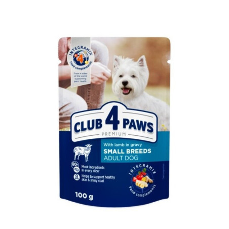 Konservuotas šunų ėdalas CLUB 4 PAWS su ėriena, 100 g