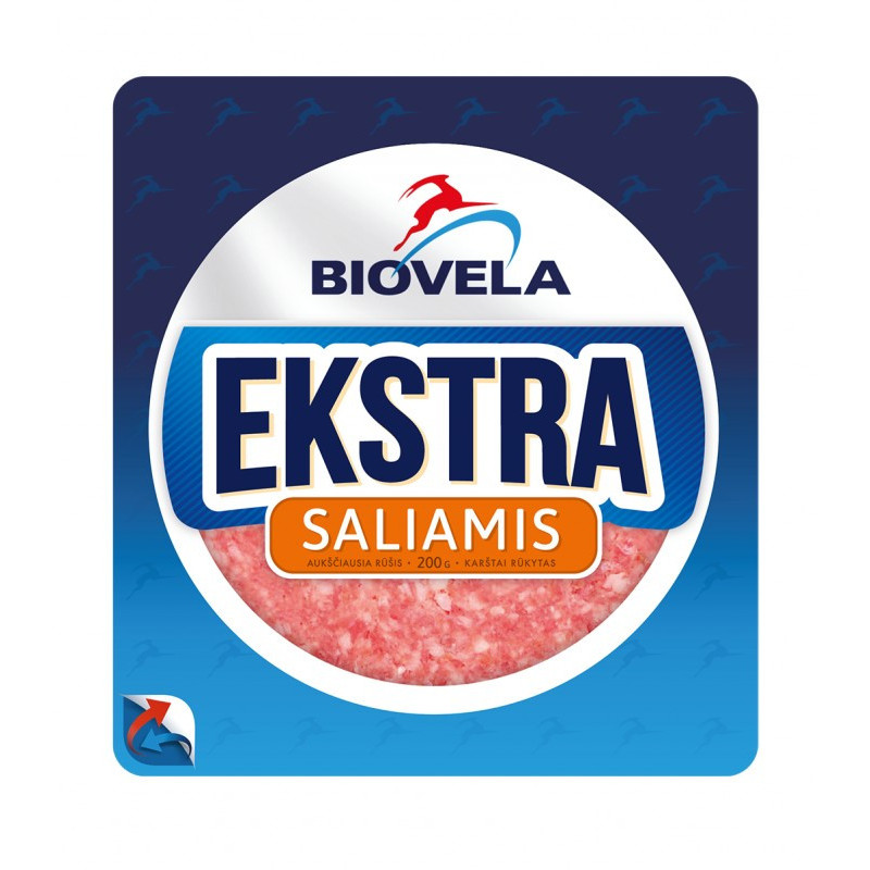 Karštai rūkytas saliamis BIOVELA, EKSTRA, tabletė, a.r., 200 g