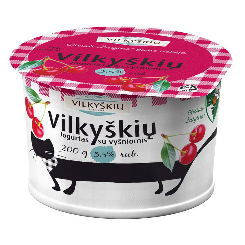 Jogurtas su vyšniomis, VILKYŠKIŲ, 3,5%, 200 g