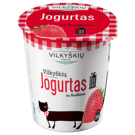 Jogurtas su braškėmis, VILKYŠKIŲ, 3.5 %, 350 g