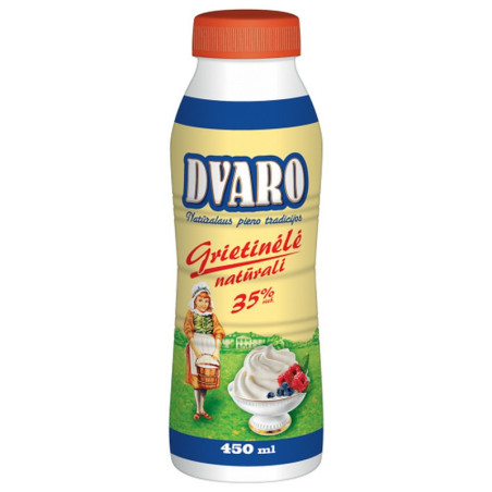 Natūrali grietinėlė DVARO, 35 %, 450 ml