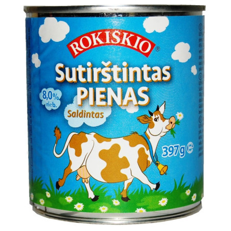 ROKIŠKIO saldintas sutirštintas pienas, 8 %, 397 g