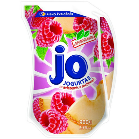 Jogurtas JO, 2,5% rieb., su aviet. ir mel., ąsot., 900 g