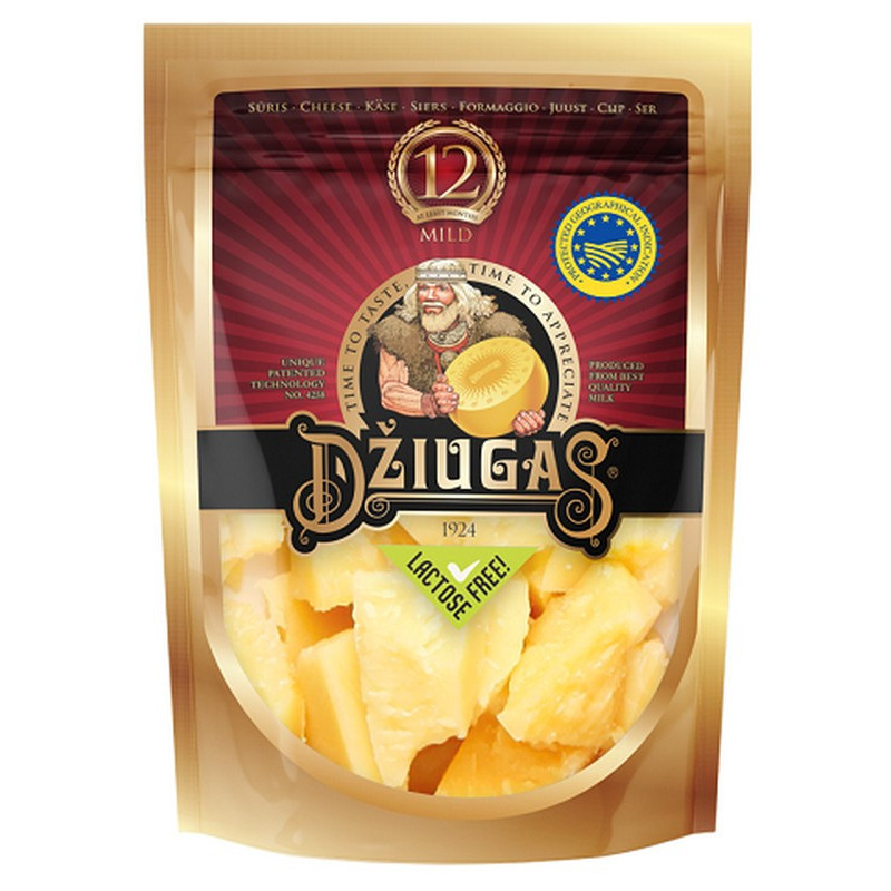 Kietasis sūris DŽIUGAS MILD, brand. 12 mėn., trupintas, 100 g