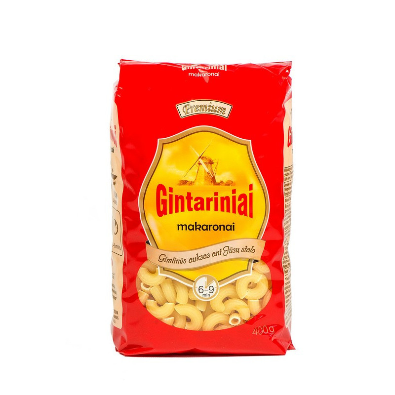 Makaronai GINTARINIAI, rageliai, 400 g