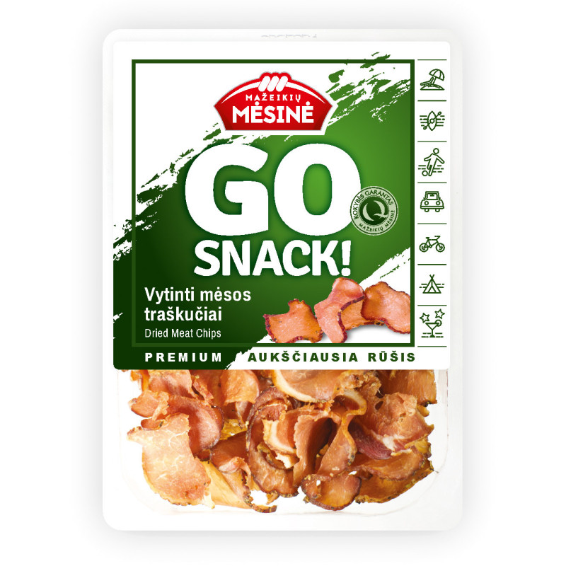 Vytinti mėsos traškučiai GO SNACK, 100 g