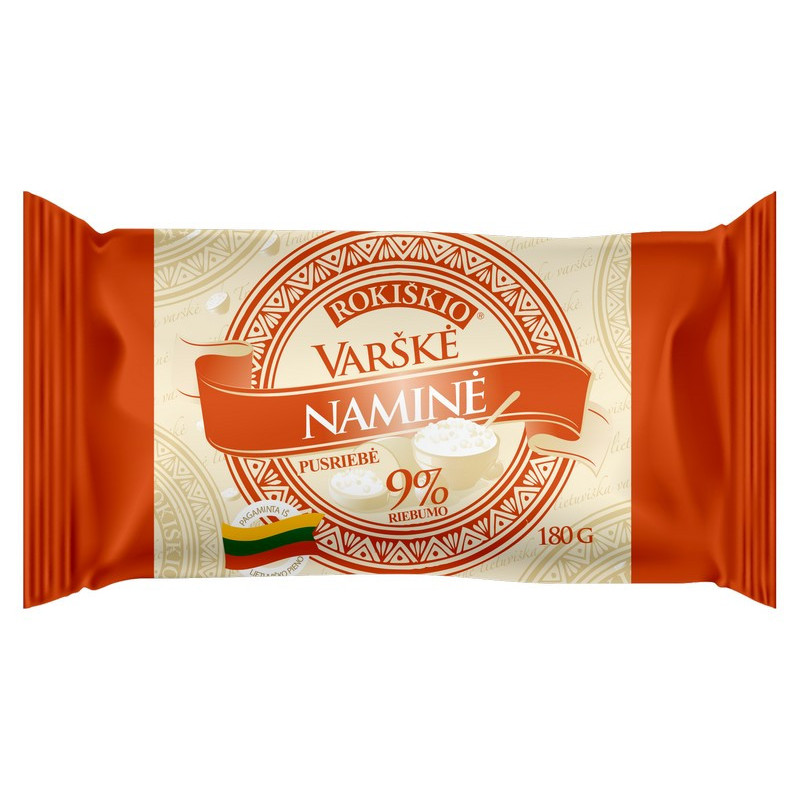 Varškė ROKIŠKIO NAMINĖ, 9% riebumo, 180 g