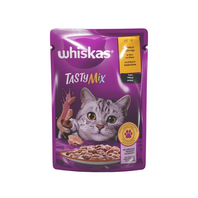 Konserv. kačių ėdalas WHISKAS ėrienos, kalakut. sk., 85 g